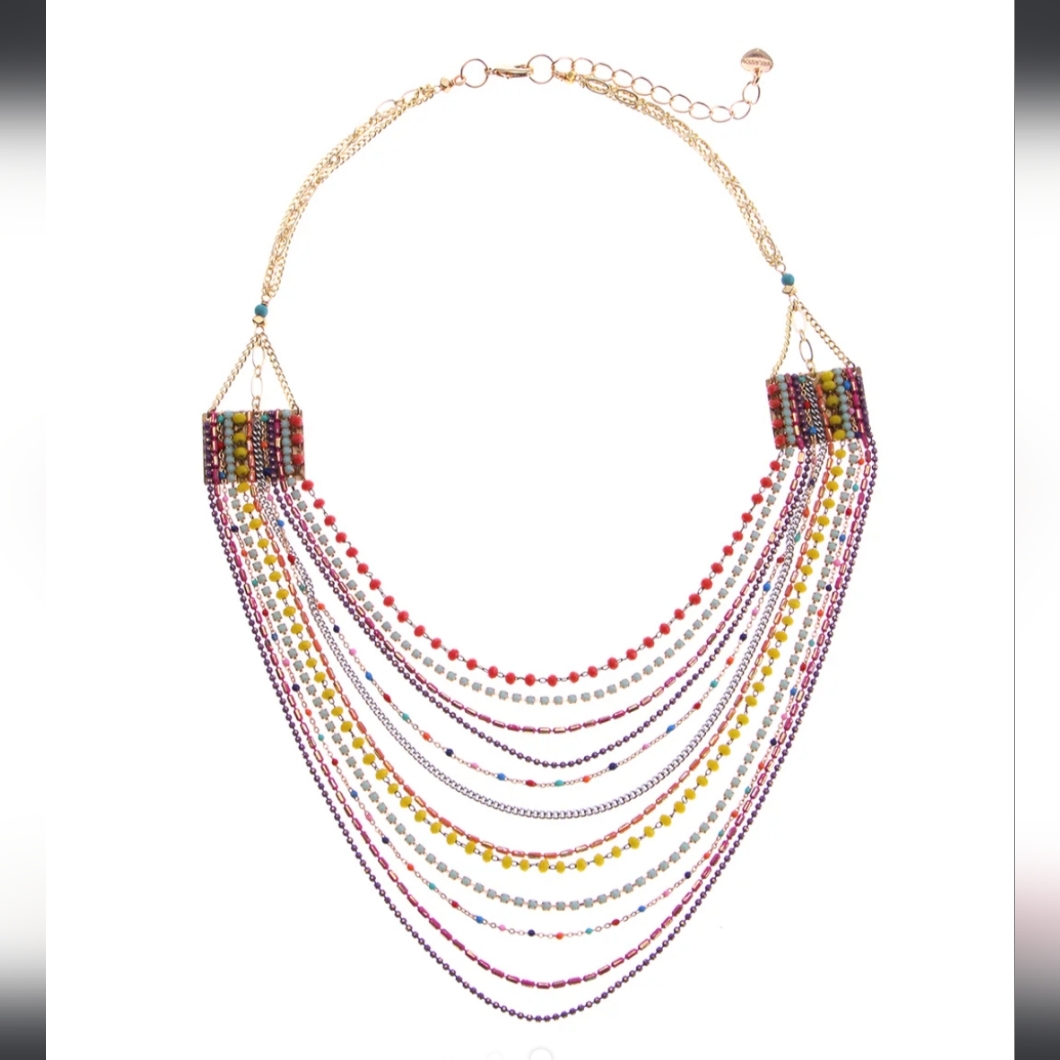 Nakamol Fuschia Layer Chain Necklace 16$